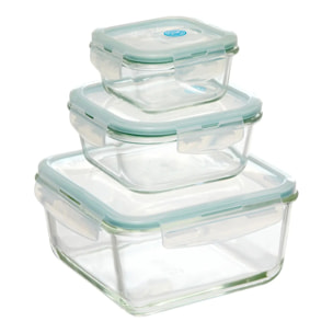 3 grandes boîtes carrées de conservation "Clipeat" verre