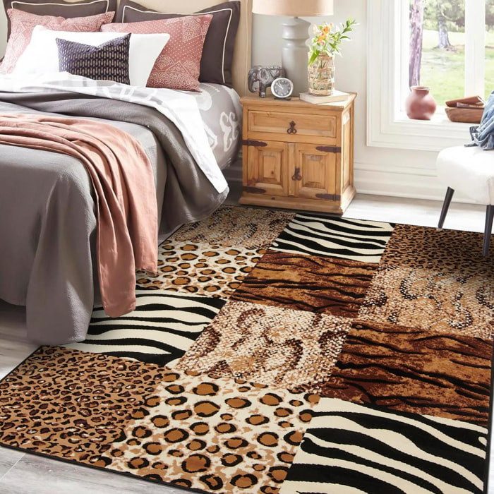 Tapis salon et chambre tissé motif animaux VOJO