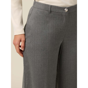 Oltre - Pantaloni cropped in flanella - Grigio