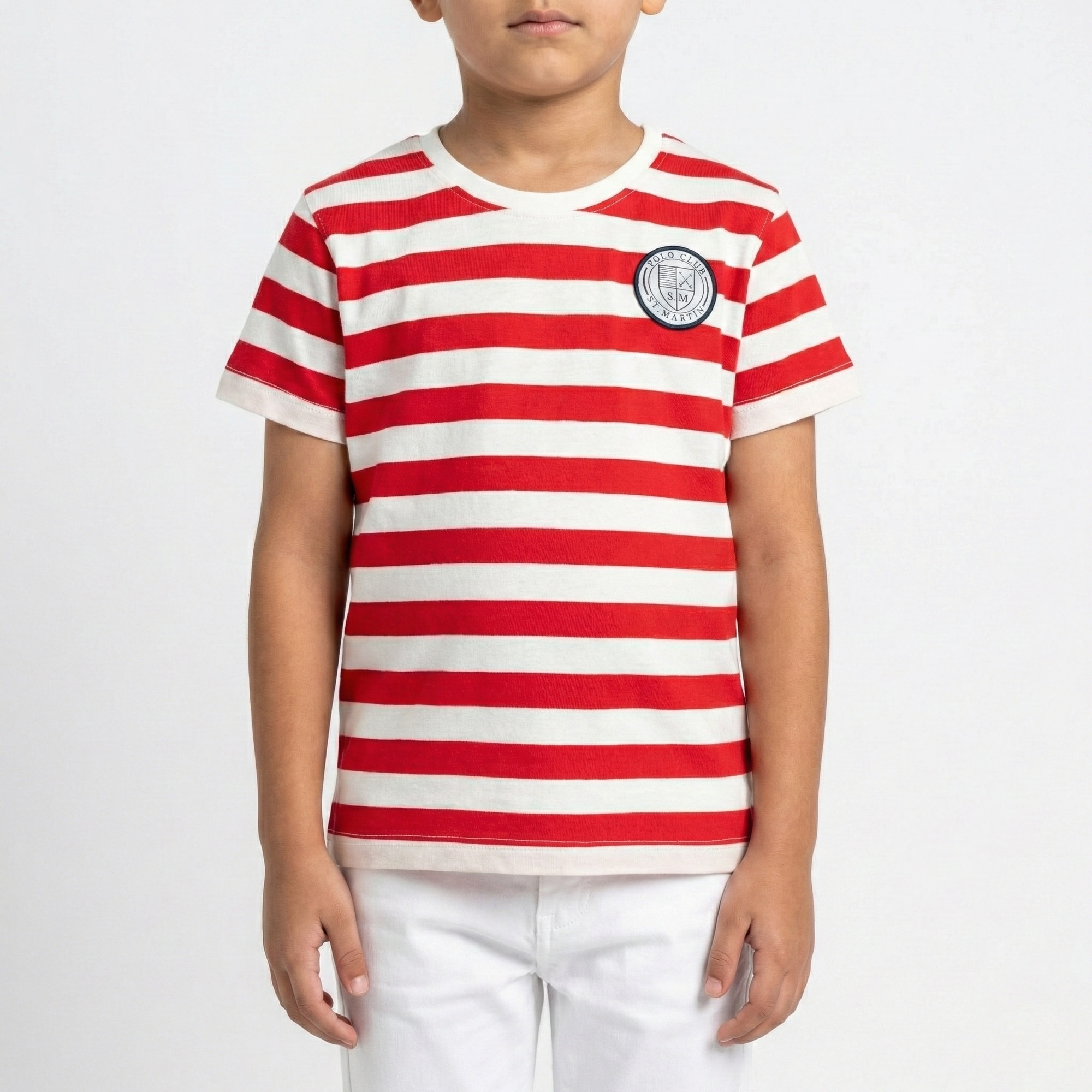 T-shirt a fasce con ricamo logo