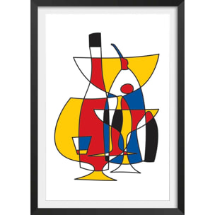 Affiche l'apero entre amis Affiche + cadre en bois - Noir