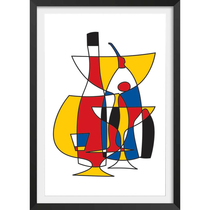 Affiche l'apero entre amis Affiche + cadre en bois - Noir