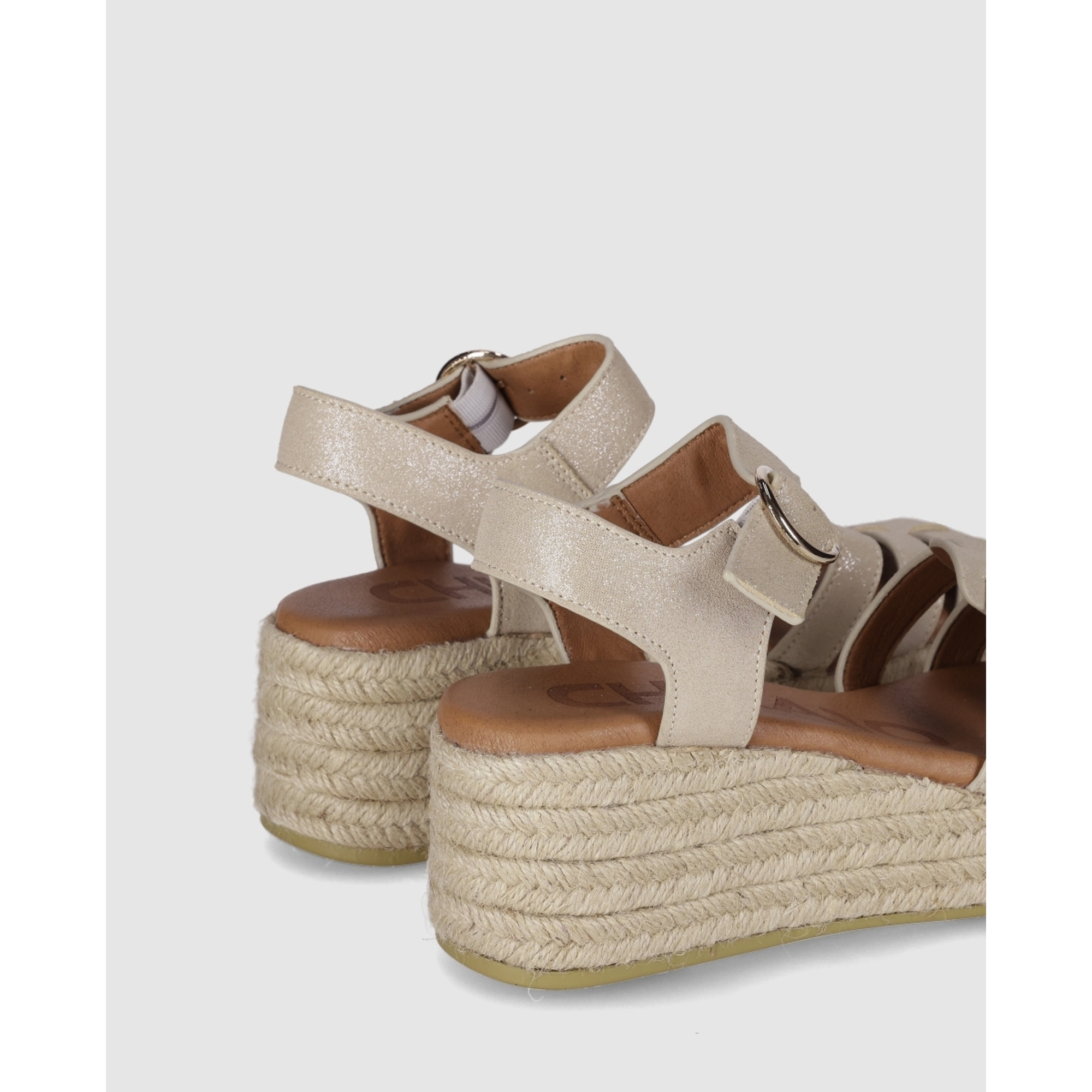 Sandalias de Serraje - Platino - Tacón: 6 cm