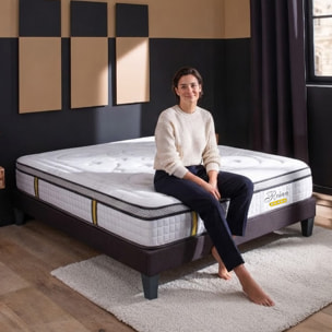 Matelas Hybride Reina 2.0, soutien ferme, 26 cm, mémoire de forme et ressorts ensachés