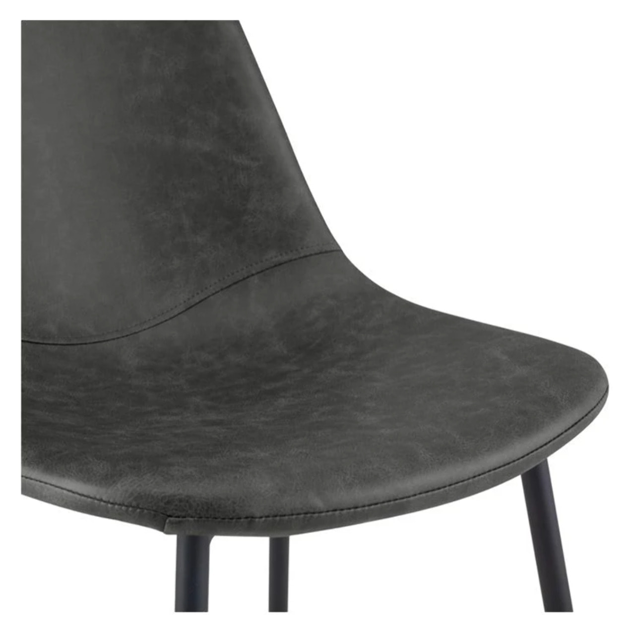 Lot de 2 chaises en cuir synthétique gris/noir - Henrik