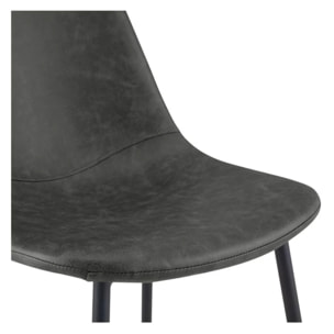 Lot de 2 chaises en cuir synthétique gris/noir - Henrik