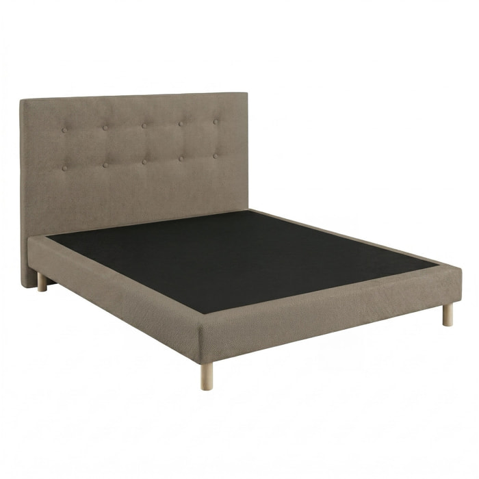Sommier + tête de lit taupe