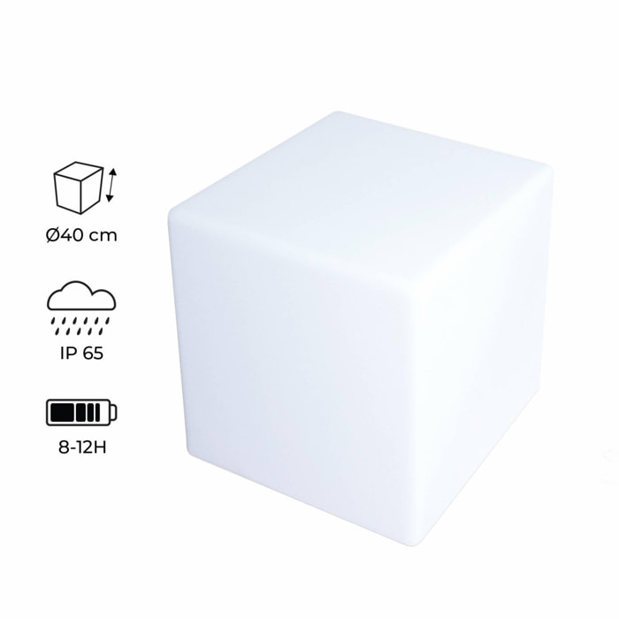 Cube LED 40cm – Cube décoratif lumineux. 40x40cm. blanc chaud. commande à distance