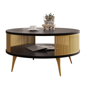 Forini - table basse ronde - noir et doré - 1 niche - 75 cm - Noir / Doré