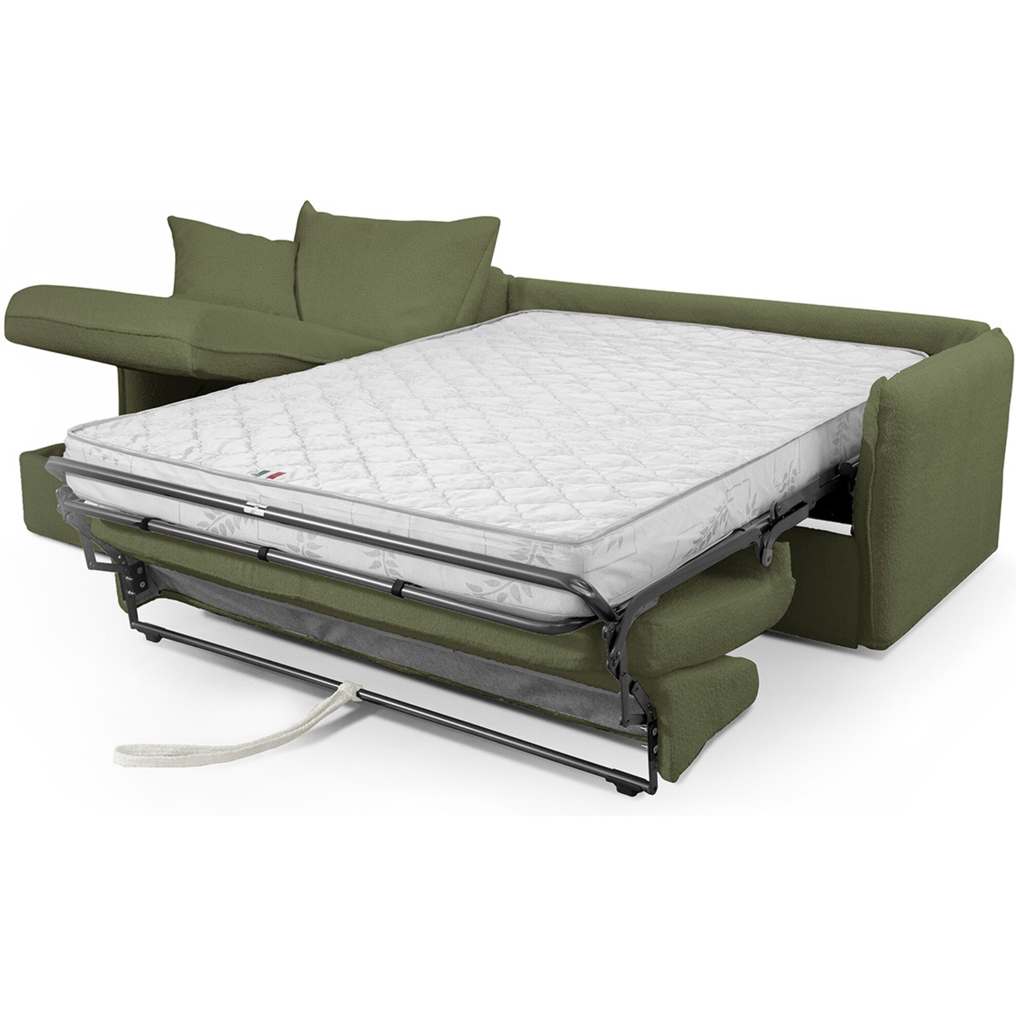Canapé d'angle convertible express déhoussable 5 places en tissu bouclette - GINA