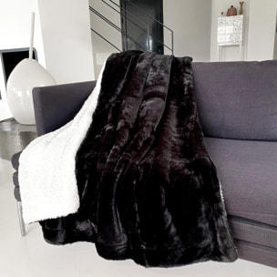 Plaid imitation "Lapin" - Cocoon Noir - 130x170cm - 610g/m²