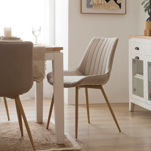 Pack de 4 chaises -tapisserie et pieds métalliques-couleur beige 55 x 85 x 61 cm