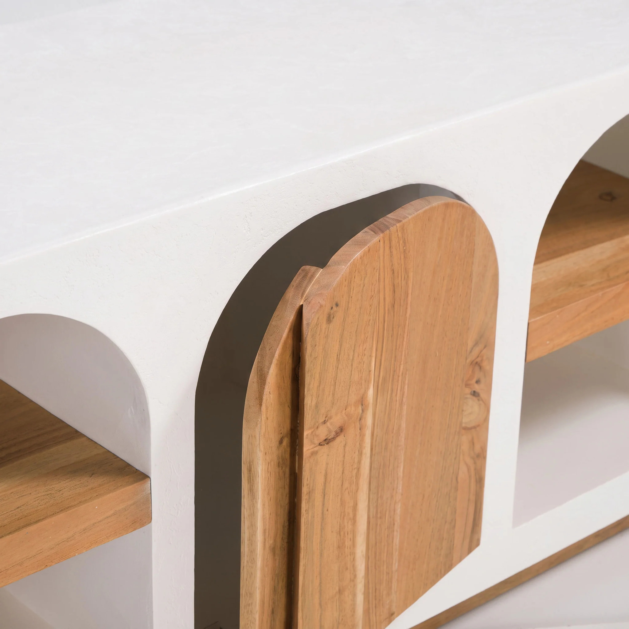 Meuble TV en plâtre blanc cassé 180 cm - Fira