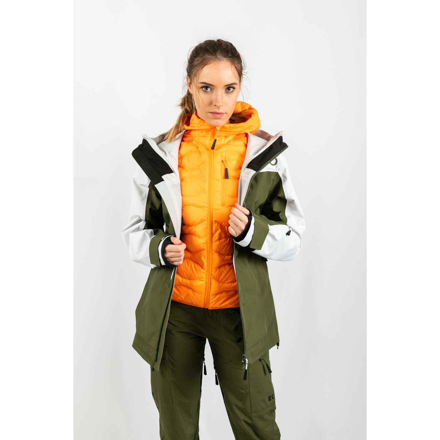 Chaqueta ECOActive Hybrid Insulated Jacket with cap Women dela marca ECOON - Naranja
