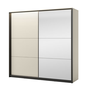 Kimi - armoire - 2 portes coulissantes - led et miroir inclus - 220x221 cm - Beige