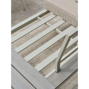 OSAKA - Salon de jardin d'angle 5 pl en alu et alu aspect boisé