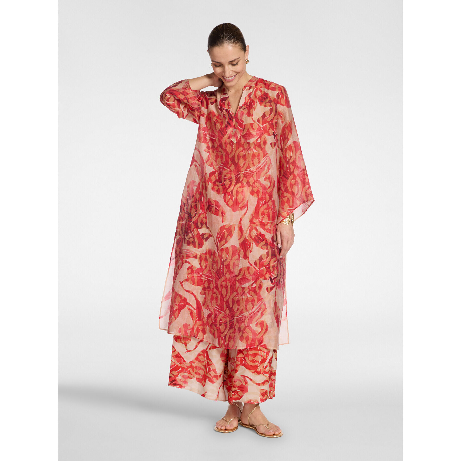 Elena Mirò - Vestido largo estampado - Rojo