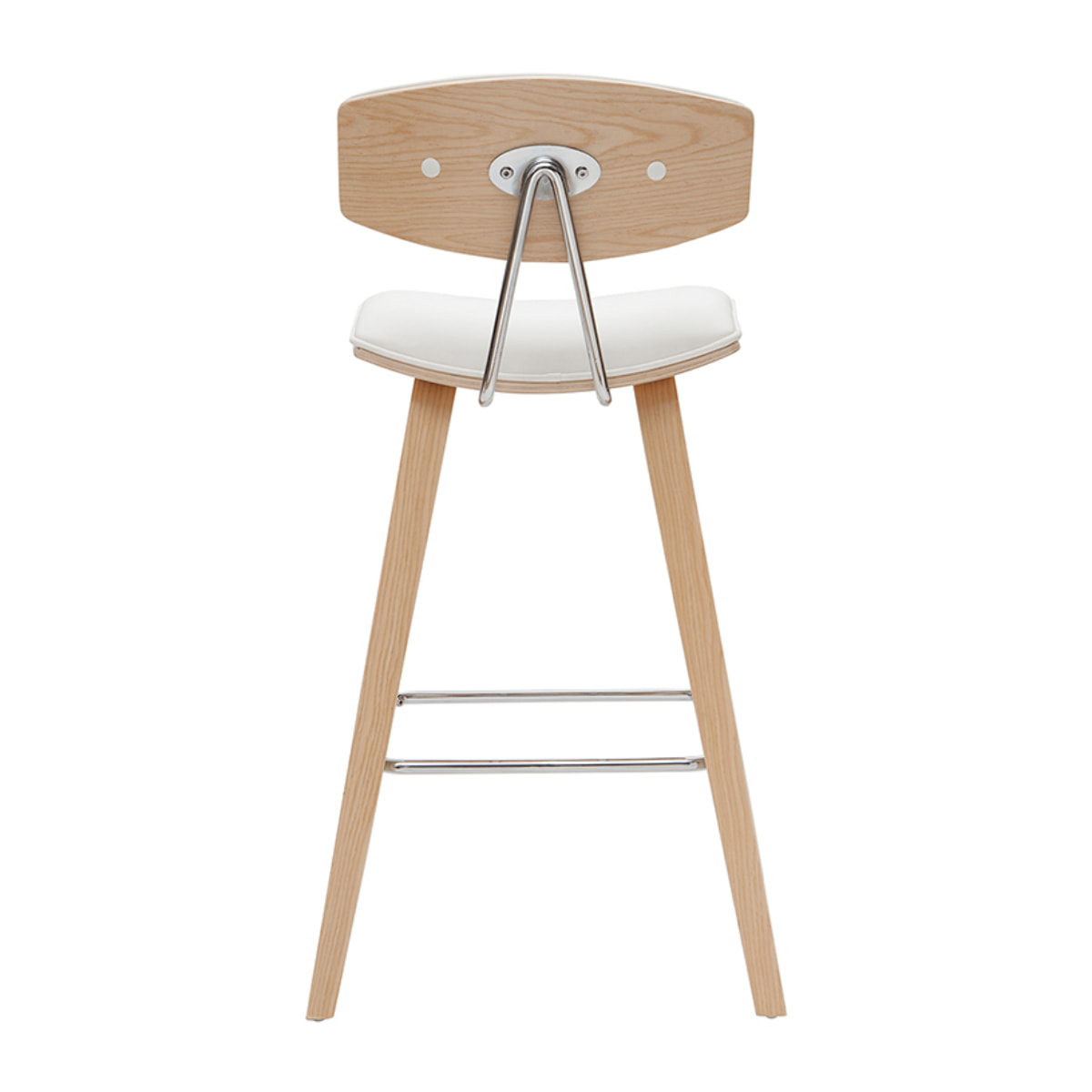 Tabourets de bar design blanc et bois clair H69 cm (lot de 2) VASCO