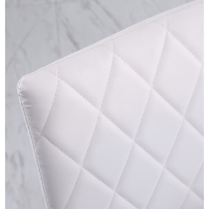 Lot de 4 chaises de salon design Chesterfield effet capitonné métal synthétique blanc