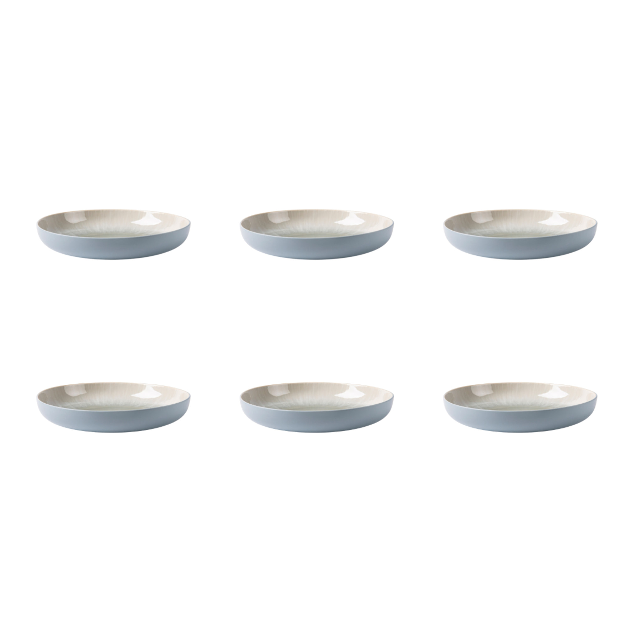 Lot de 6 assiettes creuses bleu - "Iris"