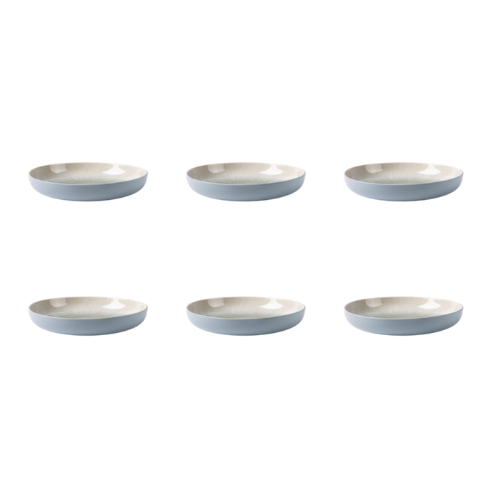 Lot de 6 assiettes creuses bleu - "Iris"