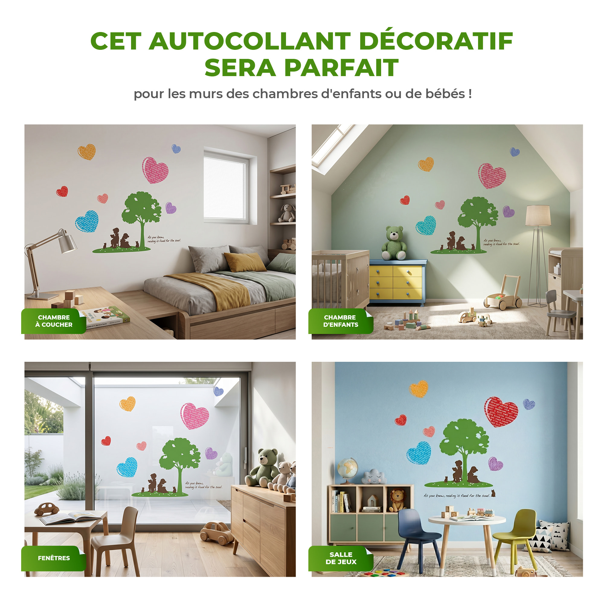 Stickers Muraux décoration adhésifs Arbre et coeur