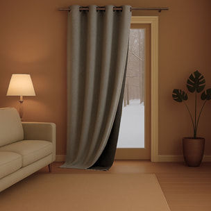 Rideau anti-froid doublé polaire - Gris Perle