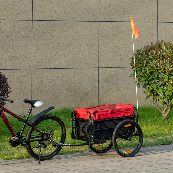 Remolque de Bicicleta para Carga 40 kg con Bandera Reflectores 130x64x103 cm