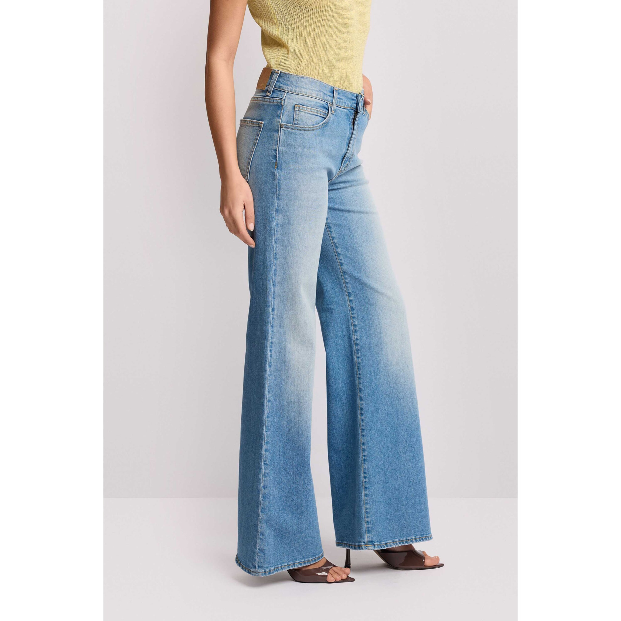 Kocca - Pantaloni in denim design wide leg Donna, Denim