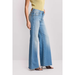 Kocca - Pantaloni in denim design wide leg Donna, Denim