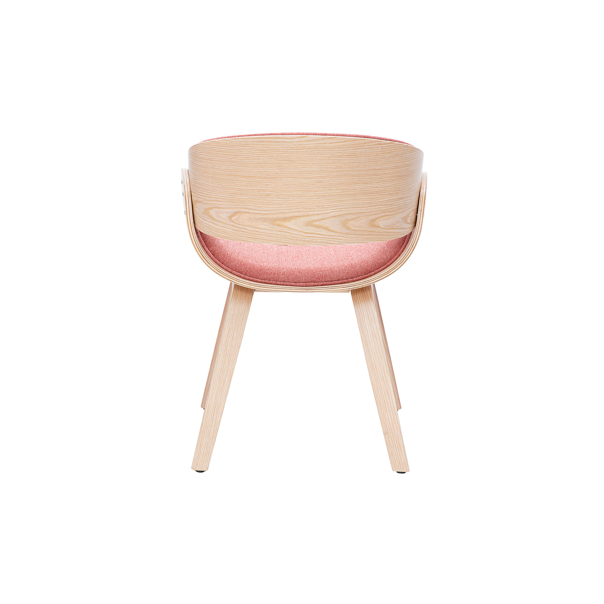 Chaise design en tissu effet velours texturé terracotta et bois clair BENT