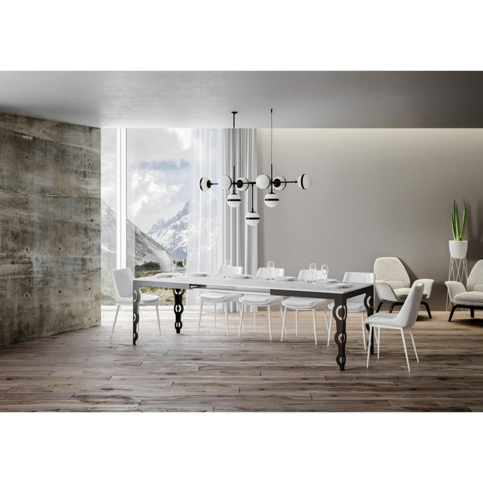 Table Karamay Evolution Dessus Frêne Blanc 90x160 Allongée 420 cadre Anthracite