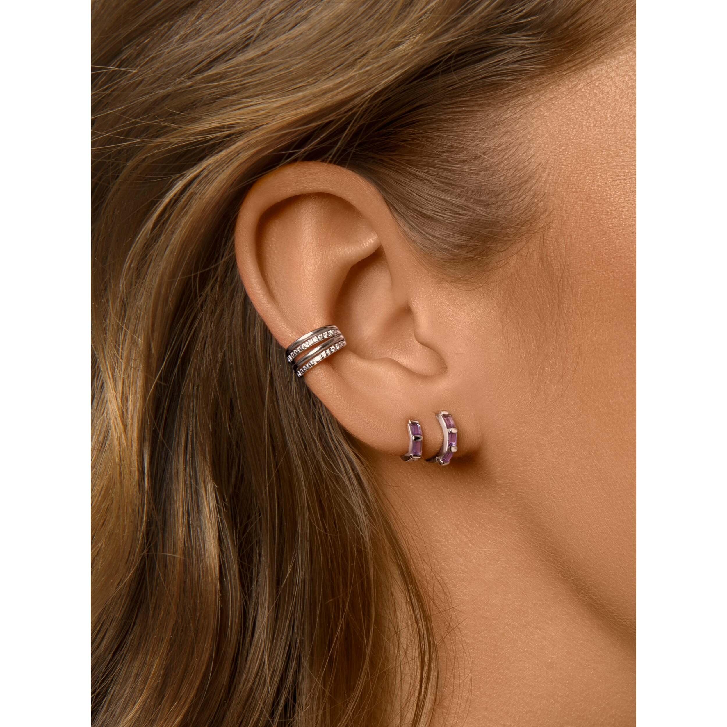 Pendiente Suelto Ear Cuff Clam Plata