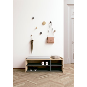 Banco descalzador Benchie melamina roble-grafito 43x110x41 cm