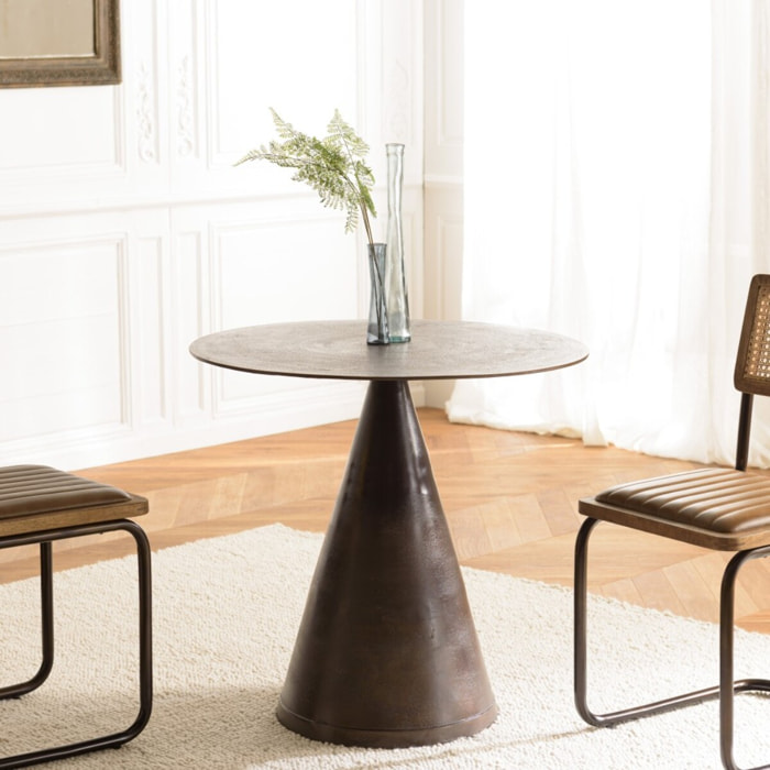 JOHAN - Table ronde 80cm alu couleur laiton pied conique