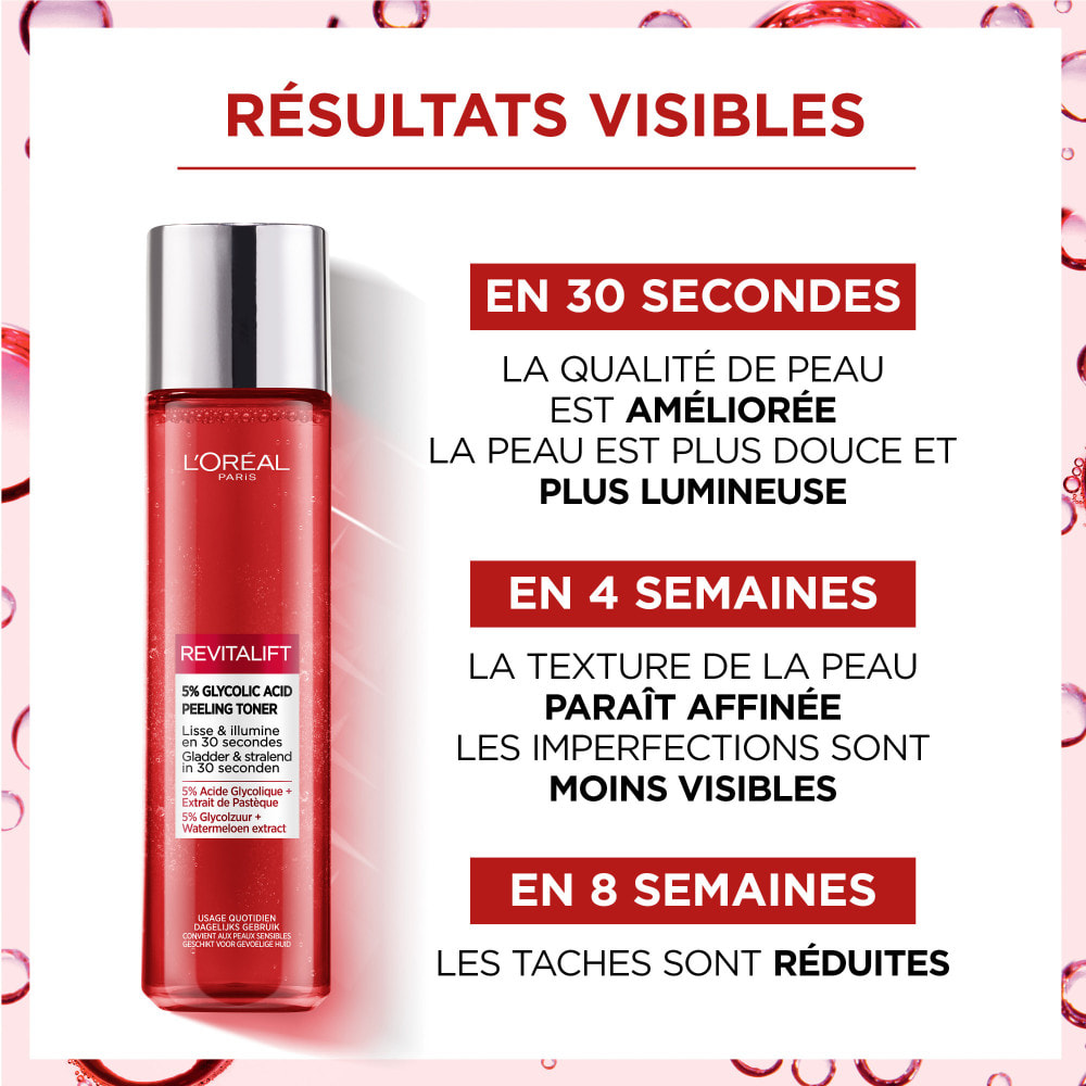 L'Oréal Paris Revitalift Lotion Effet Peeling lissante et exfoliante à l'Acide Glycolique 5% 180 ml