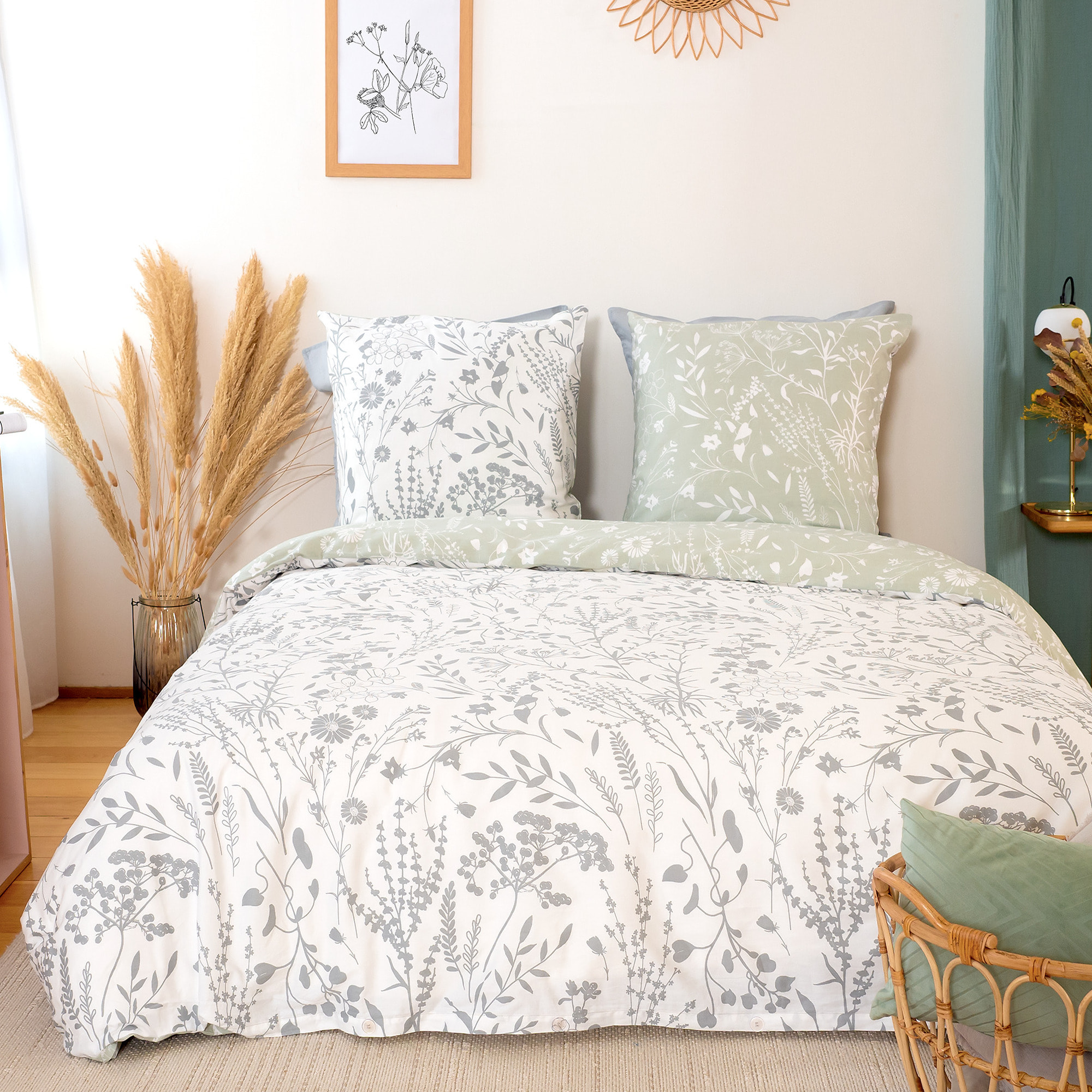 Parure Housse De Couette 3pcs 100% Satin De Coton 78fils Susie