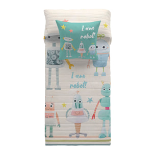 Naturals - Colcha Bouti Estampada - Infantil - 2/3 Piezas - 100% Poliéster - Microfibra - 70 gr/m² - Robots