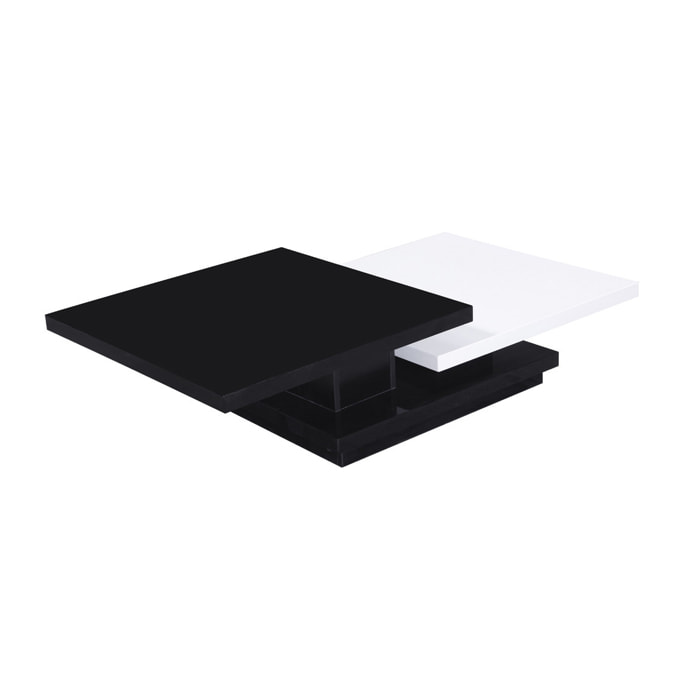 Table basse "Zen" - 141,5 x 75 x 30 cm - Noir/Blanc