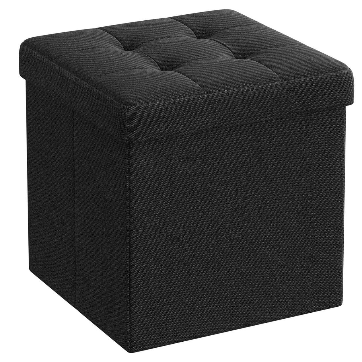 Pouf contenitore pieghevole in tessuto nero 30x30 cm