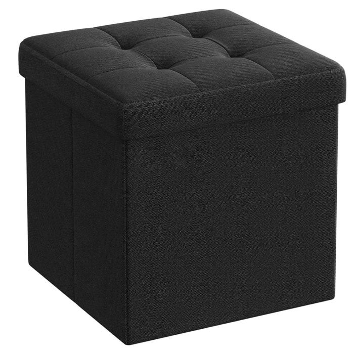 Pouf contenitore pieghevole in tessuto nero 30x30 cm