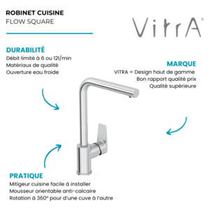 Robinet de cuisine bec haut Flow Square chromé