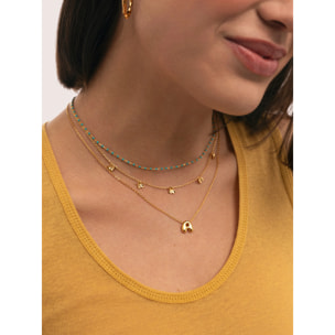 Collana Dots Turquoise Enamel Argento Placcato Oro