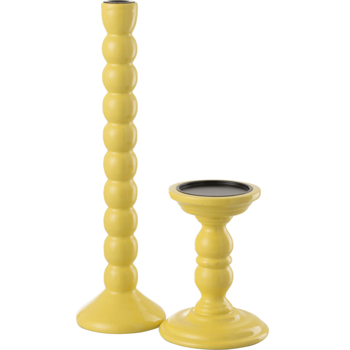 J-Line chandelier - bois de manguier - jaune