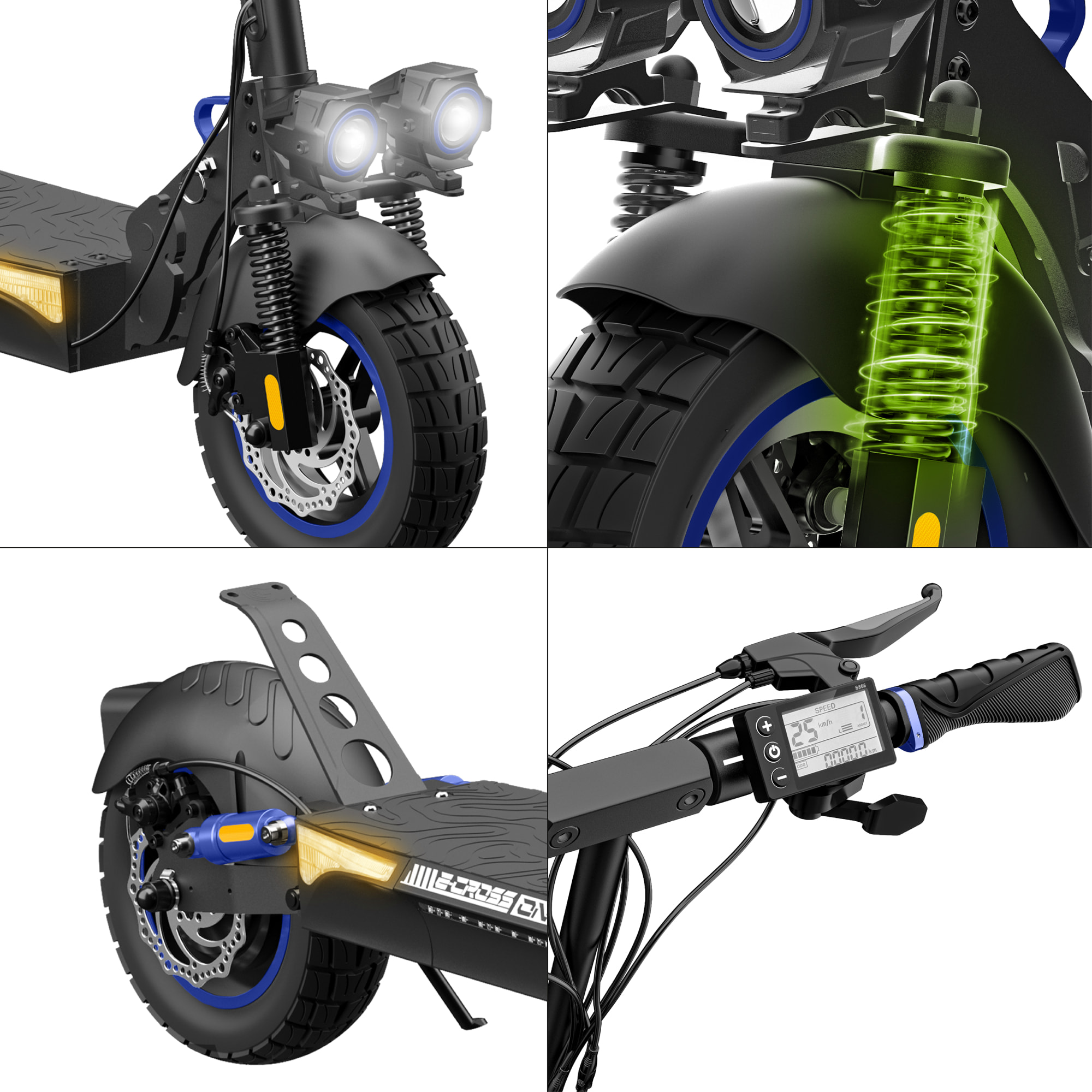 Trottinette Électrique Adulte UrbanGlide  ECROSS –  Moteur 1300W -  Autonomie Jusqu'a 60 km - Pneu Tubeless 10" - Batterie 54V/13Ah - Poids 23Kg