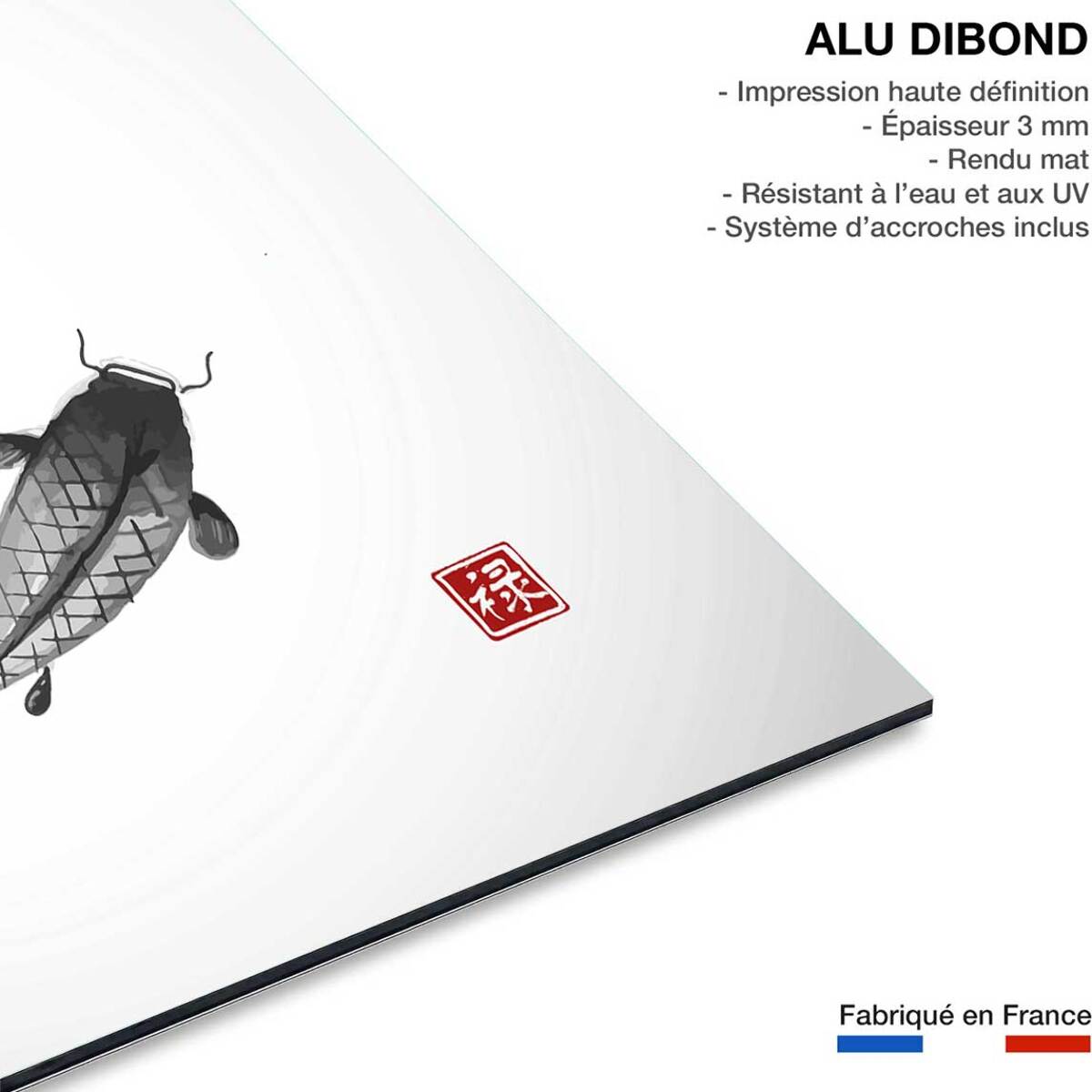 Tableau dessin carpes koï Tableau alu Dibond
