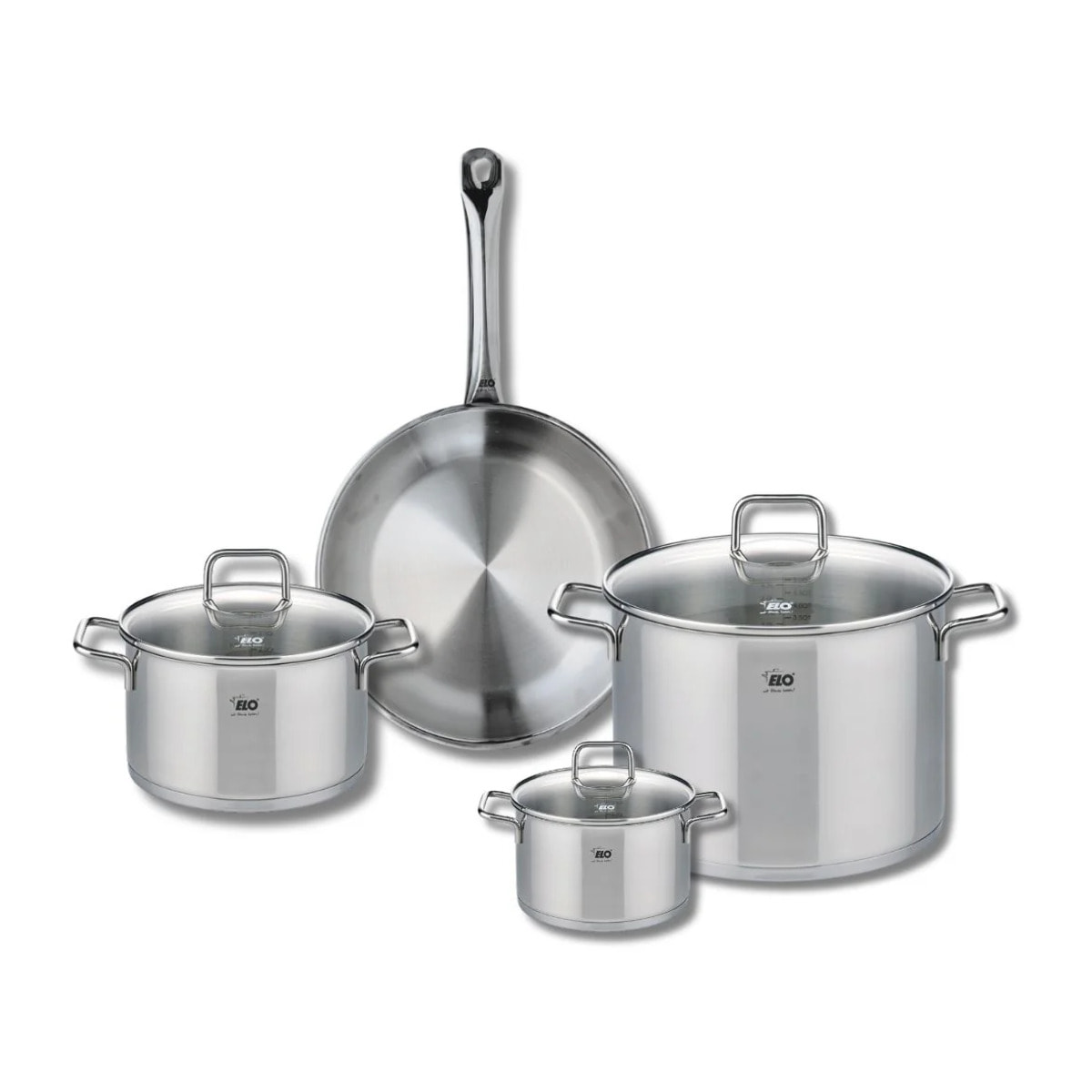 Ensemble de 1 Poêle de cuisson 28 cm et 3 faitouts 14, 20 et 26 cm Elo Profi Citrin