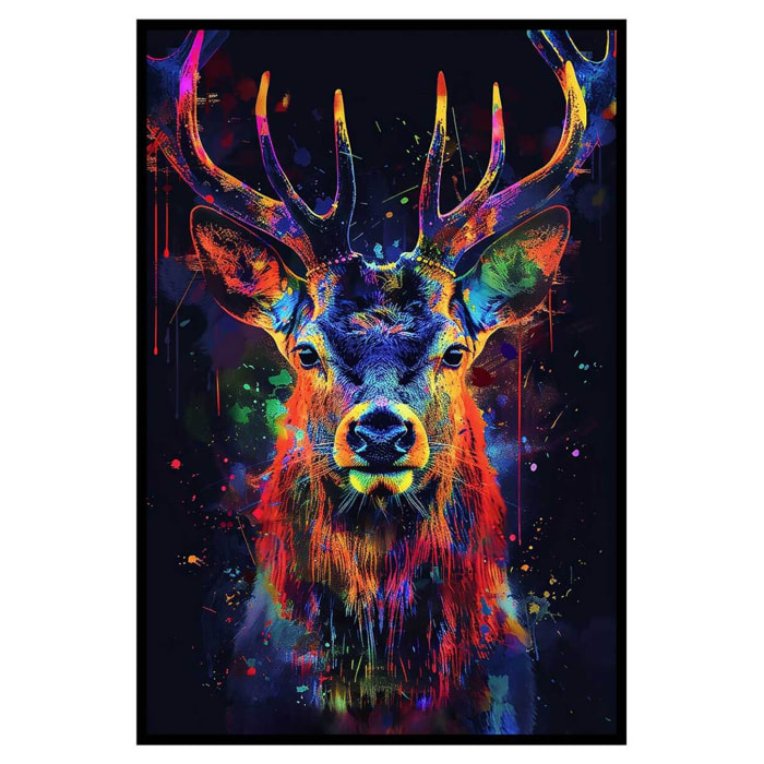 Affiche encadrée girafe multicolore artistique Affiche + cadre en métal - Noir