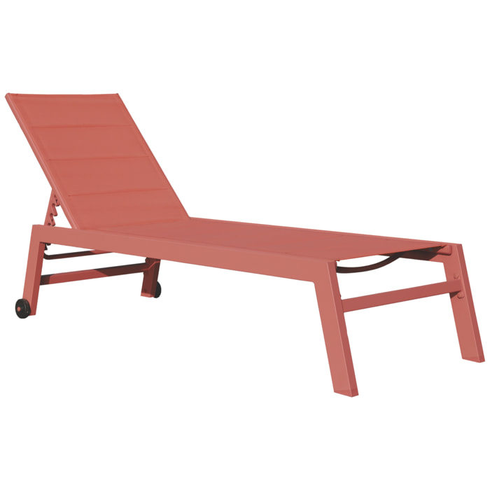 Lot de 2 bains de soleil BARBADOS en textilène terracotta - aluminium terracotta