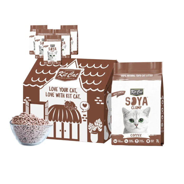 Pack 6 Kit Cat Arena Eco Nova - Coffee 7 L Arena para gatos